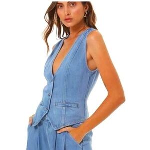 Young Fabulous & Broke NWT denim tencel vest size medium soft